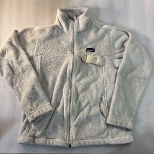 Patagonia Re-Tool Jacket Women's Medium Ivory /white Full-Zip Fleece Long Sleeve